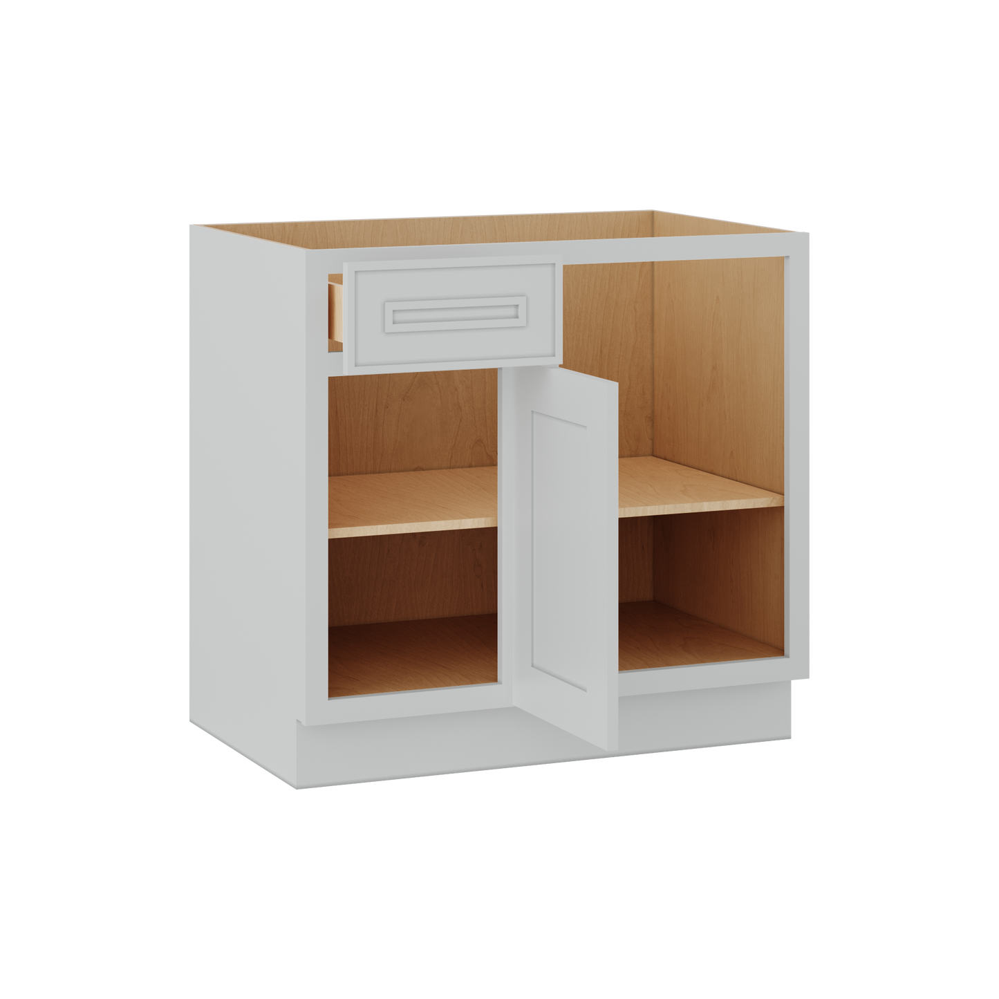 Blind 36" Must be 42" Inch Corner Base (Left or Right) White Elegant Oak 1-1/4" Overlay Shaker Blind