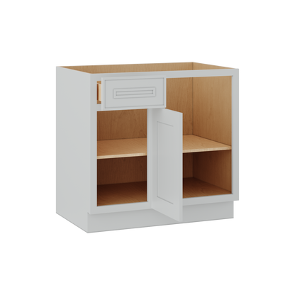 Blind 36" Must be 42" Inch Corner Base (Left or Right) White Elegant Oak 1-1/4" Overlay Shaker Blind