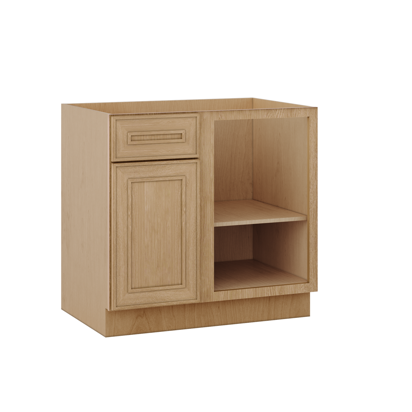 Blind 36" Must Be 42" Inch Corner Base (Left or Right) Elegant Oak 1-1/4" Overlay Shaker Blind