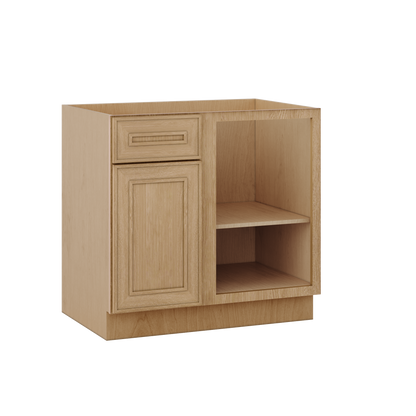 Blind 36" Must Be 42" Inch Corner Base (Left or Right) Elegant Oak 1-1/4" Overlay Shaker Blind