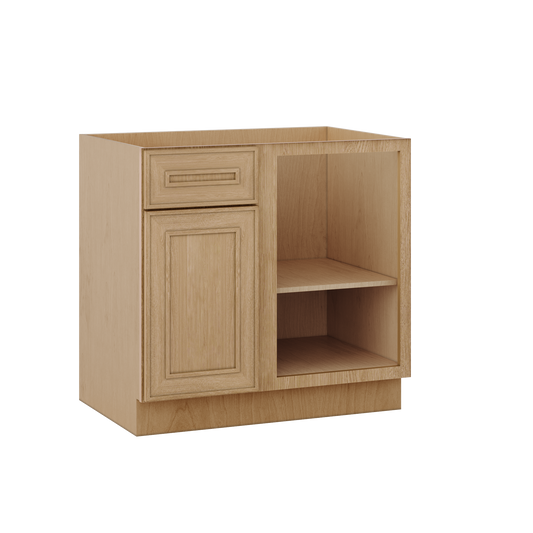Blind 36" Must Be 42" Inch Corner Base (Left or Right) Elegant Oak 1-1/4" Overlay Shaker Blind