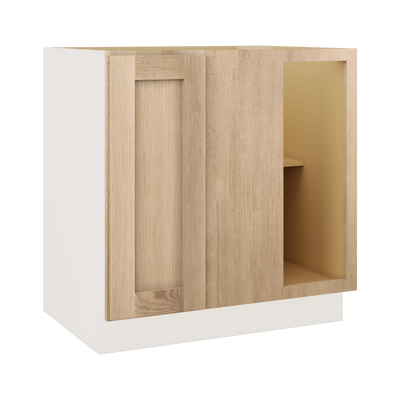 Natural Color 17ROS - Redondo White Oak Shaker Blind Corner 1-1/4"  Overlay Base (Left or Right)  Blind 36"-42" & 42"-45"