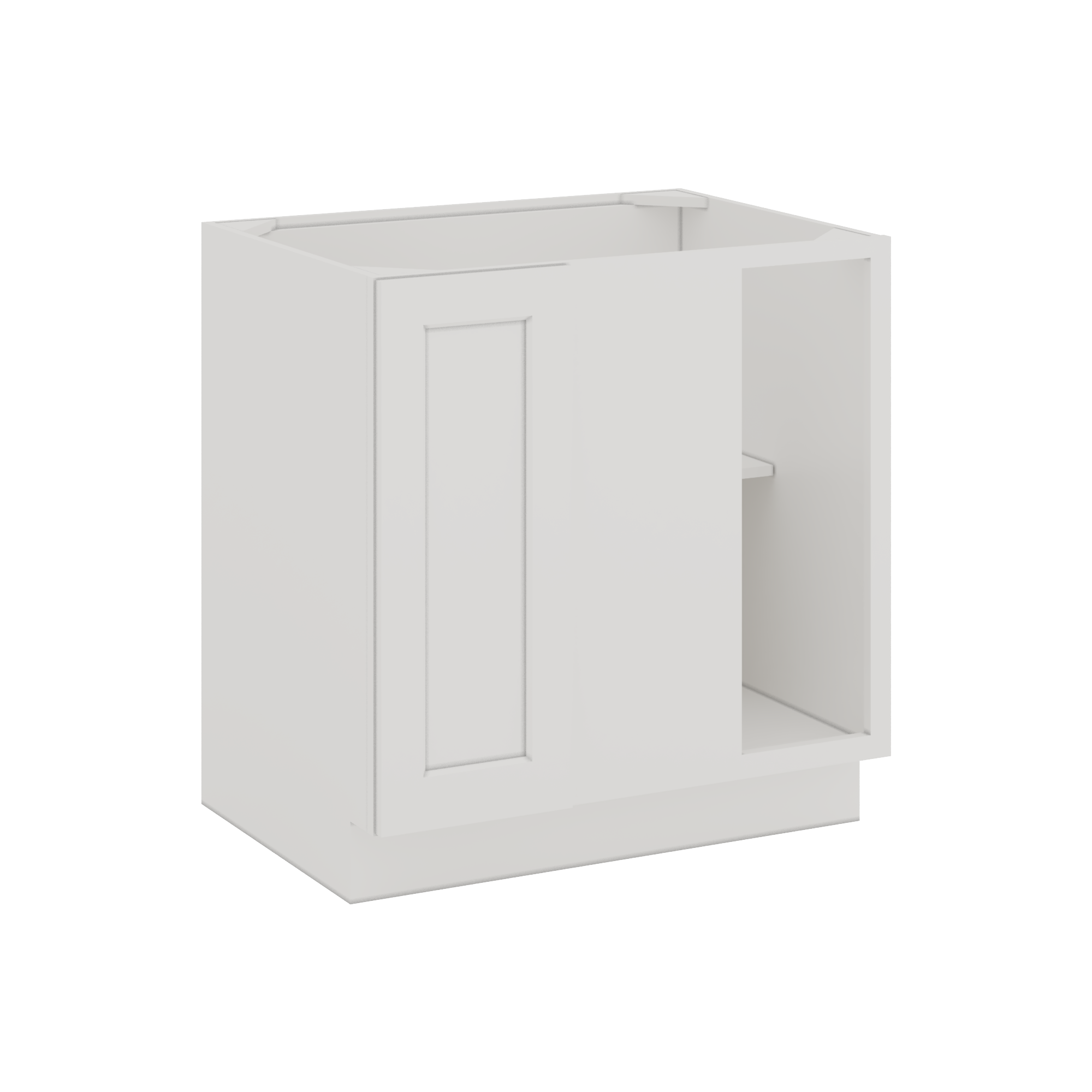 Blind Corner 1-1/4"  Overlay Base (Left or Right) 2WS White Shaker Blind 36"-42" & 42"-45"