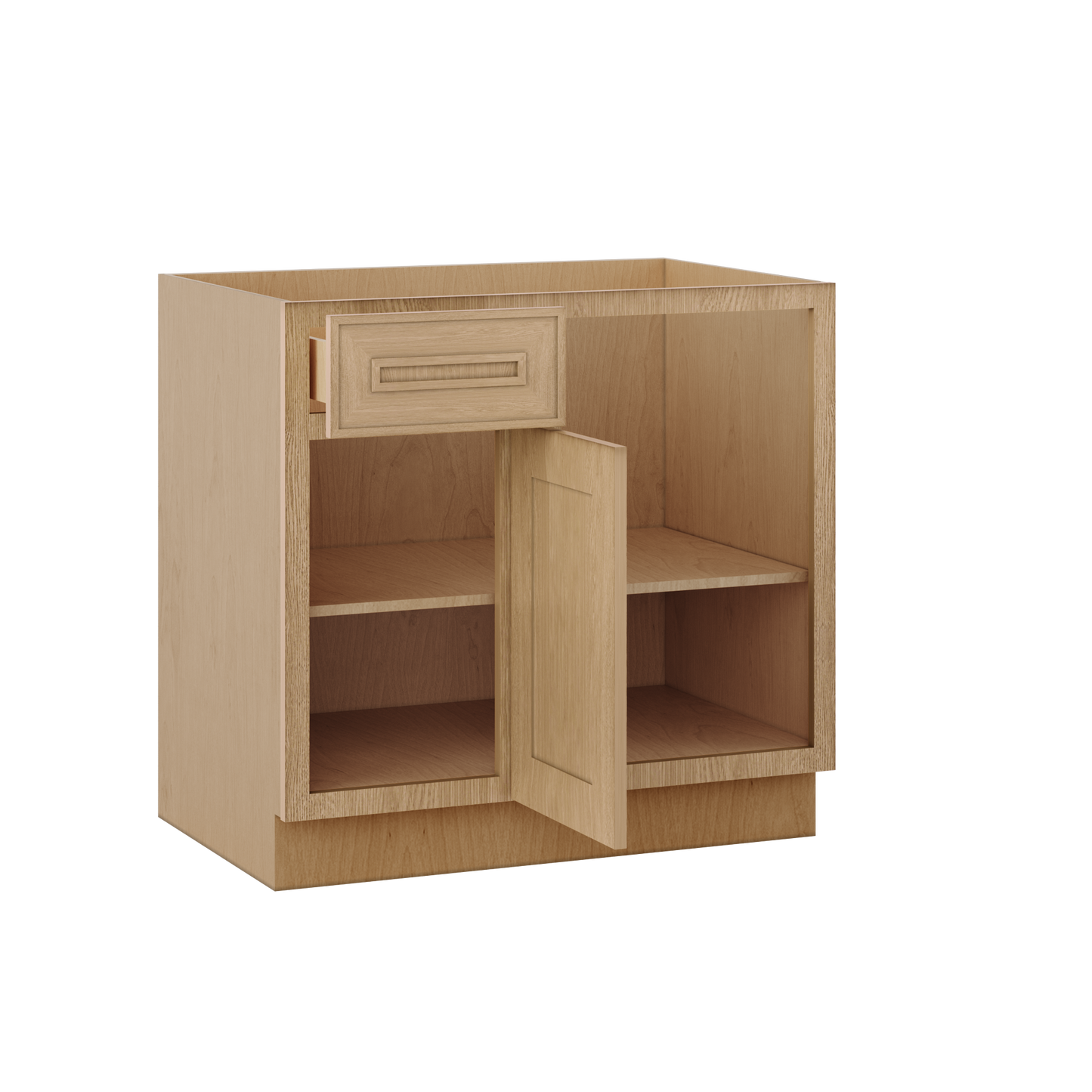 Blind 36" Must Be 42" Inch Corner Base (Left or Right) Elegant Oak 1-1/4" Overlay Shaker Blind