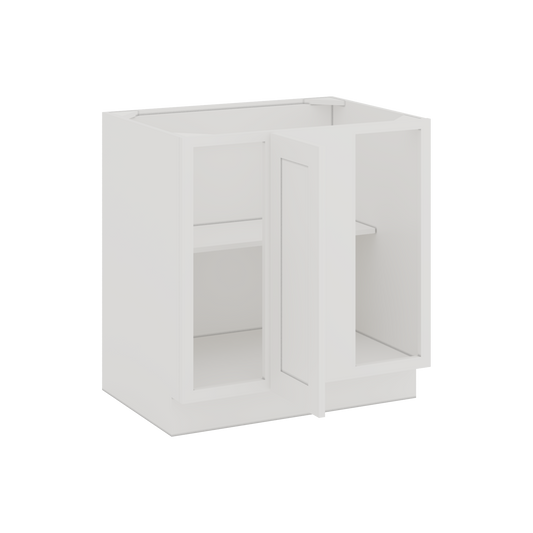 Blind Corner 1-1/4"  Overlay Base (Left or Right) 2WS White Shaker Blind 36"-42" & 42"-45"