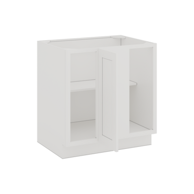 Blind Corner 1-1/4"  Overlay Base (Left or Right) 2WS White Shaker Blind 36"-42" & 42"-45"