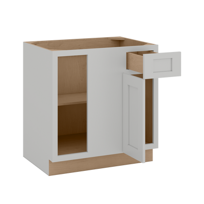 Blind Corner 39", 42" & 45" Base Cabinet with One Door and One Drawer | RTA Unassembled | Premium Shaker White Full Overlay