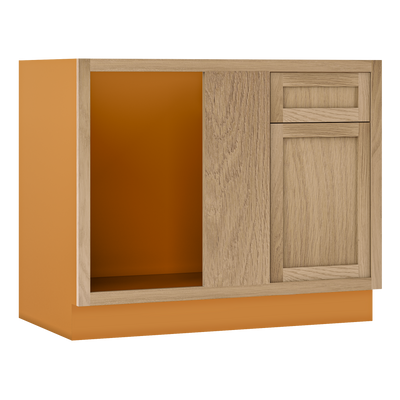 Blind Corner Base (Left or Right) White Oak Inset Shaker Blind 36" 42" 45"Inch - Special Order