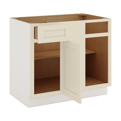 Blind Corner 1-1/4" Overlay Base (Left or Right) Manhattan Cream Shaker Blind 36"-42" & 42"-45"