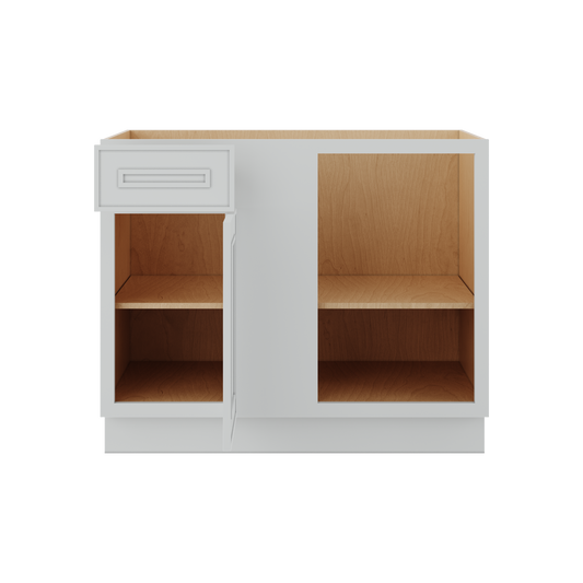 Blind 36" Must be 42" Inch Corner Base (Left or Right) White Elegant Oak 1-1/4" Overlay Shaker Blind