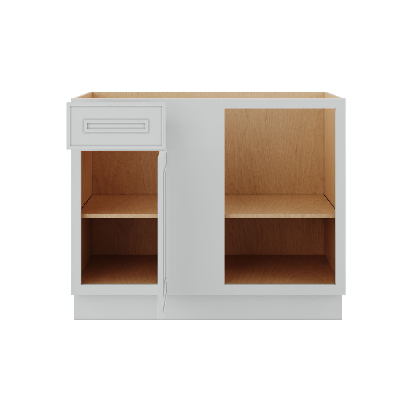 Blind 36" Must be 42" Inch Corner Base (Left or Right) White Elegant Oak 1-1/4" Overlay Shaker Blind