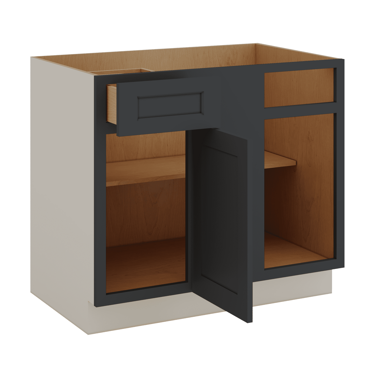Blind Corner 1-1/4" Overlay Base (Left or Right) 15HNS Hermosa Noir Black Shaker Blind 36"-42" & 42"-45"
