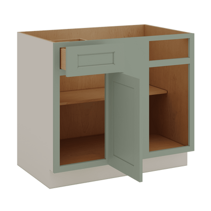 Blind Corner 1-1/4" Overlay Base (Left or Right) Green Shaker Blind 36"-42" & 42"-45"