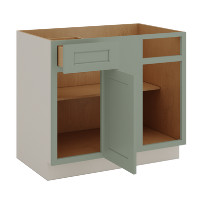 36"-42" & 42"-45" Blind Corner 1-1/4"  Overlay Base (Left or Right) 14SG Sage Green Shaker