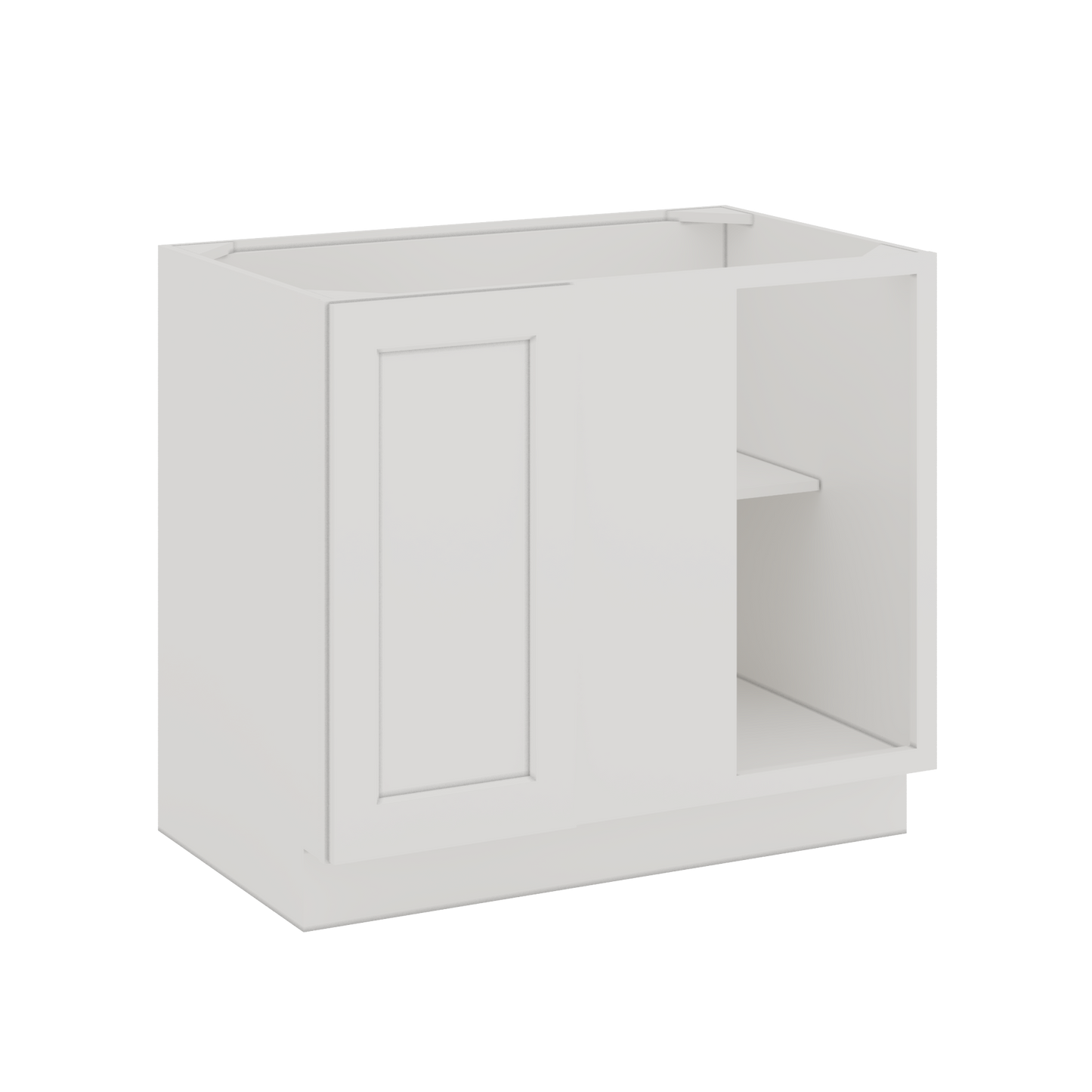 Blind Corner 1-1/4"  Overlay Base (Left or Right) ICE White Shaker Blind 36"-42" & 42"-45" CWS/CWB