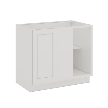 Blind Corner 1-1/4"  Overlay Base (Left or Right) ICE White Shaker Blind 36"-42" & 42"-45" CWS/CWB