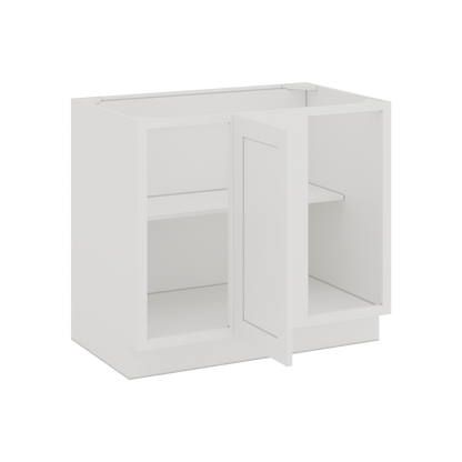 Blind Corner 1-1/4"  Overlay Base (Left or Right) ICE White Shaker Blind 36"-42" & 42"-45" CWS/CWB