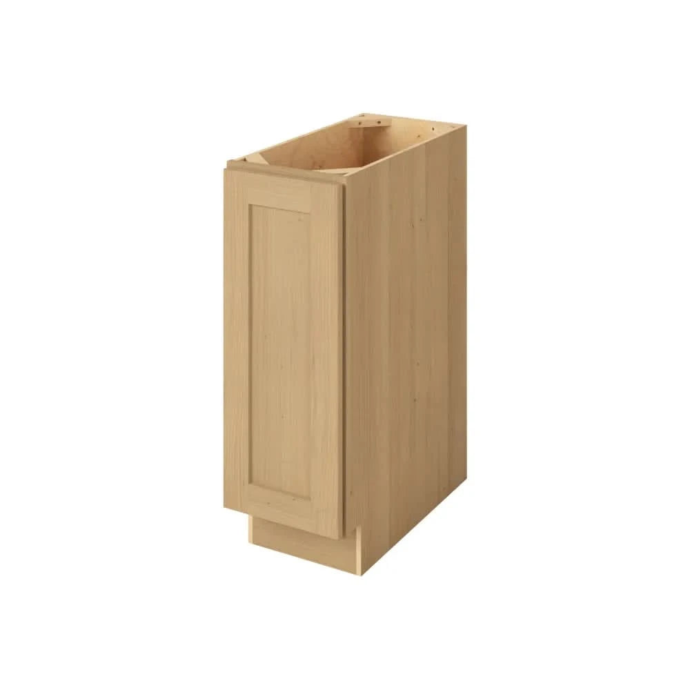 One Door 9", 12", 15", 18", 21" Full Height Door Base Cabinet - Sandstone Birch Shaker 1-1/4" Overlay