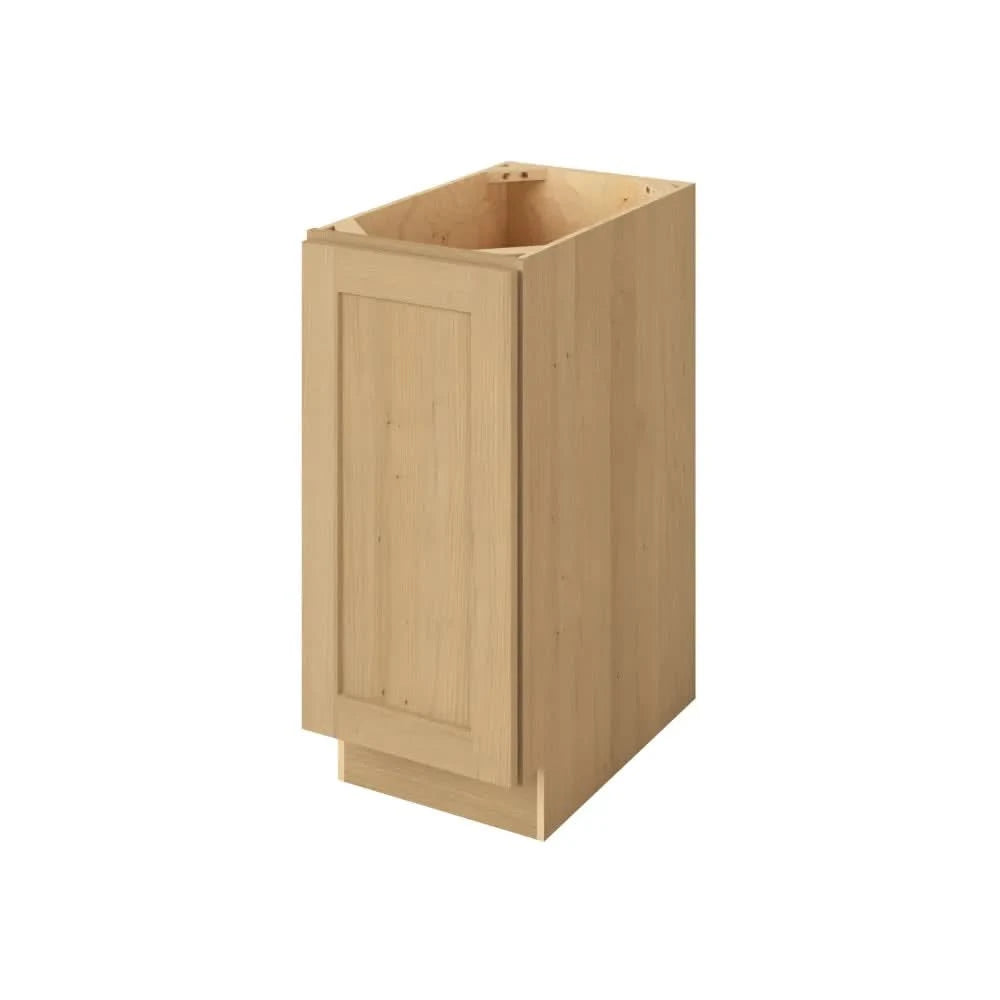 One Door 9", 12", 15", 18", 21" Full Height Door Base Cabinet - Sandstone Birch Shaker 1-1/4" Overlay
