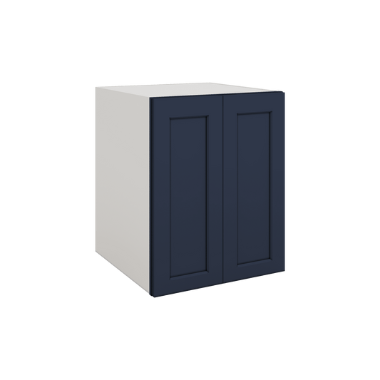Full Height Door NB29 Naval Blue Shaker 1-1/4" Overlay Wall Cabinet - Double Door 24", 27", 30", 33" & 36" Wide