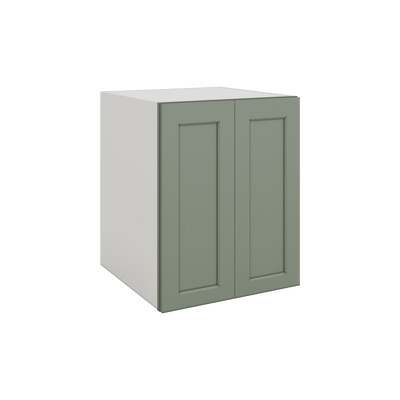 Full Height Door Green Shaker 1-1/4" Overlay Wall Cabinet - Double Door 24", 27", 30", 33" & 36" Wide