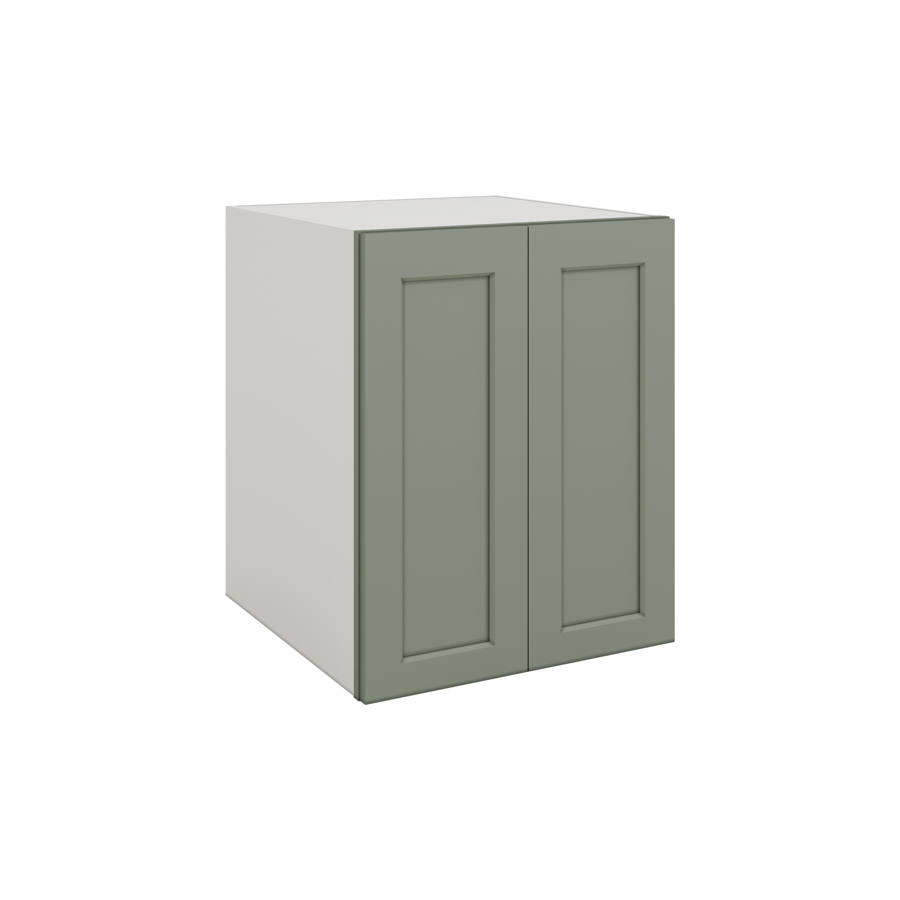 24", 27", 30", 33" & 36" Wide Full Height Door 14SG Sage Green Shaker 1-1/4" Overlay Base Cabinet - Double Door
