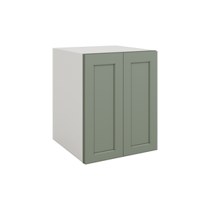 24", 27", 30", 33" & 36" Wide Full Height Door 14SG Sage Green Shaker 1-1/4" Overlay Base Cabinet - Double Door
