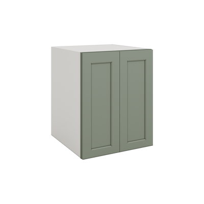 24", 27", 30", 33" & 36" Wide Full Height Door 14SG Sage Green Shaker 1-1/4" Overlay Base Cabinet - Double Door
