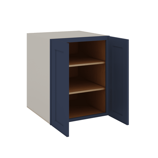 Full Height Door NB29 Naval Blue Shaker 1-1/4" Overlay Wall Cabinet - Double Door 24", 27", 30", 33" & 36" Wide