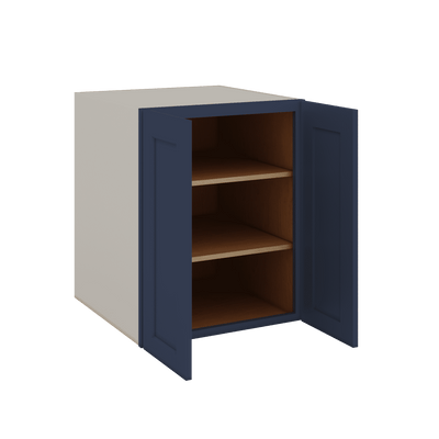 Full Height Door 29NB Naval Blue Shaker 1-1/4" Overlay Wall Cabinet - Double Door 24", 27", 30", 33" & 36" Wide