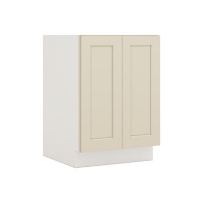 Full Height Door Manhattan Cream Shaker 1-1/4" Overlay Wall Cabinet - Double Door 24", 27", 30", 33" & 36" Wide