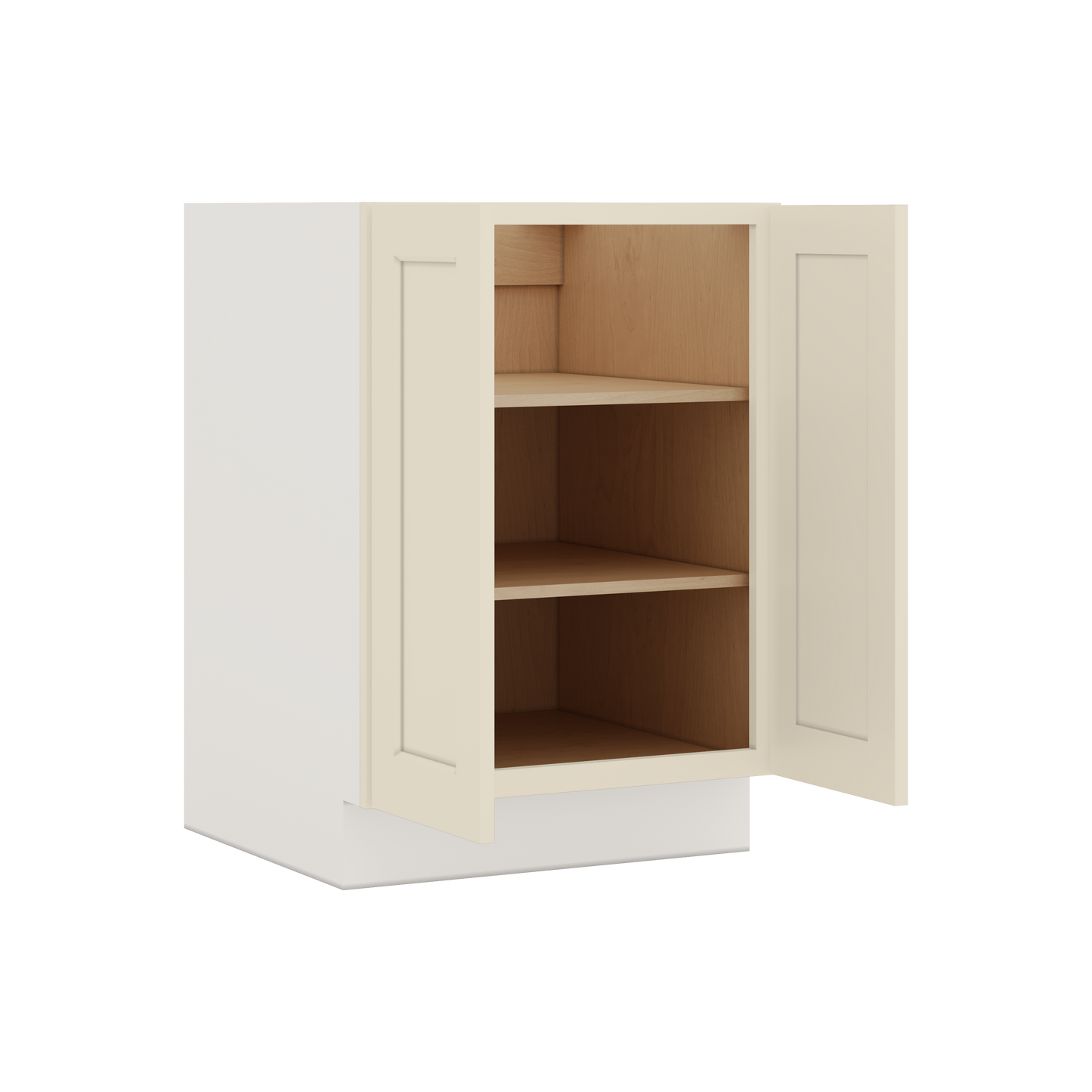 Full Height Door Manhattan Cream Shaker 1-1/4" Overlay Wall Cabinet - Double Door 24", 27", 30", 33" & 36" Wide