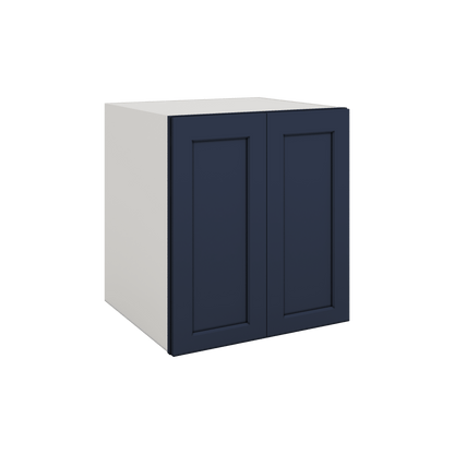 Full Height Door NB29 Naval Blue Shaker 1-1/4" Overlay Wall Cabinet - Double Door 24", 27", 30", 33" & 36" Wide