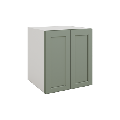 24", 27", 30", 33" & 36" Wide Full Height Door 14SG Sage Green Shaker 1-1/4" Overlay Base Cabinet - Double Door