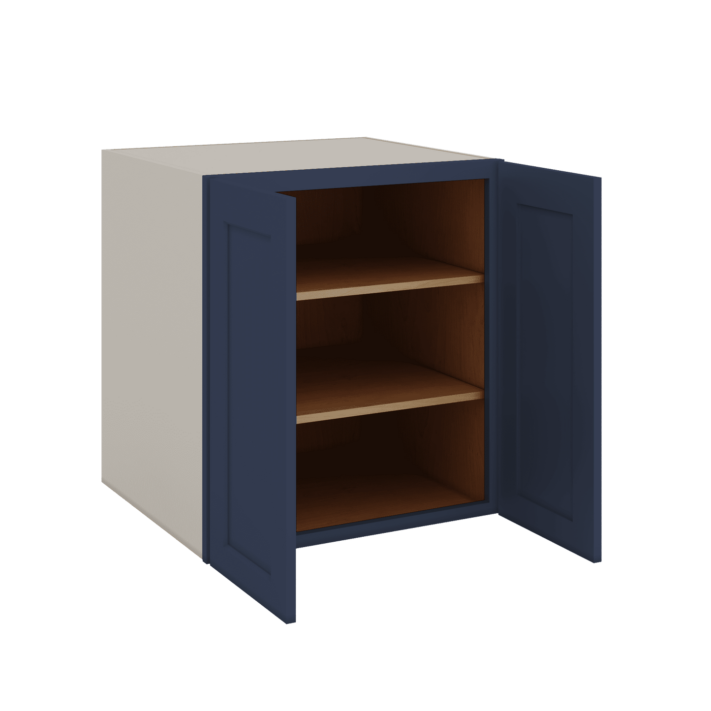 Full Height Door NB29 Naval Blue Shaker 1-1/4" Overlay Wall Cabinet - Double Door 24", 27", 30", 33" & 36" Wide