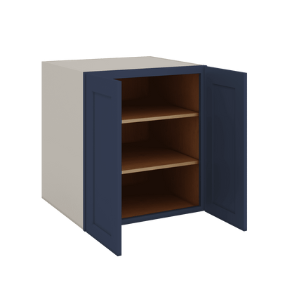 Full Height Door NB29 Naval Blue Shaker 1-1/4" Overlay Wall Cabinet - Double Door 24", 27", 30", 33" & 36" Wide