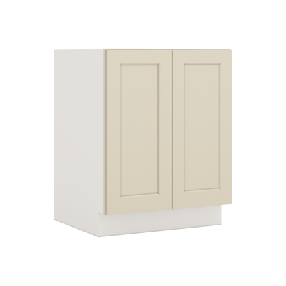 Full Height Door Manhattan Cream Shaker 1-1/4" Overlay Wall Cabinet - Double Door 24", 27", 30", 33" & 36" Wide