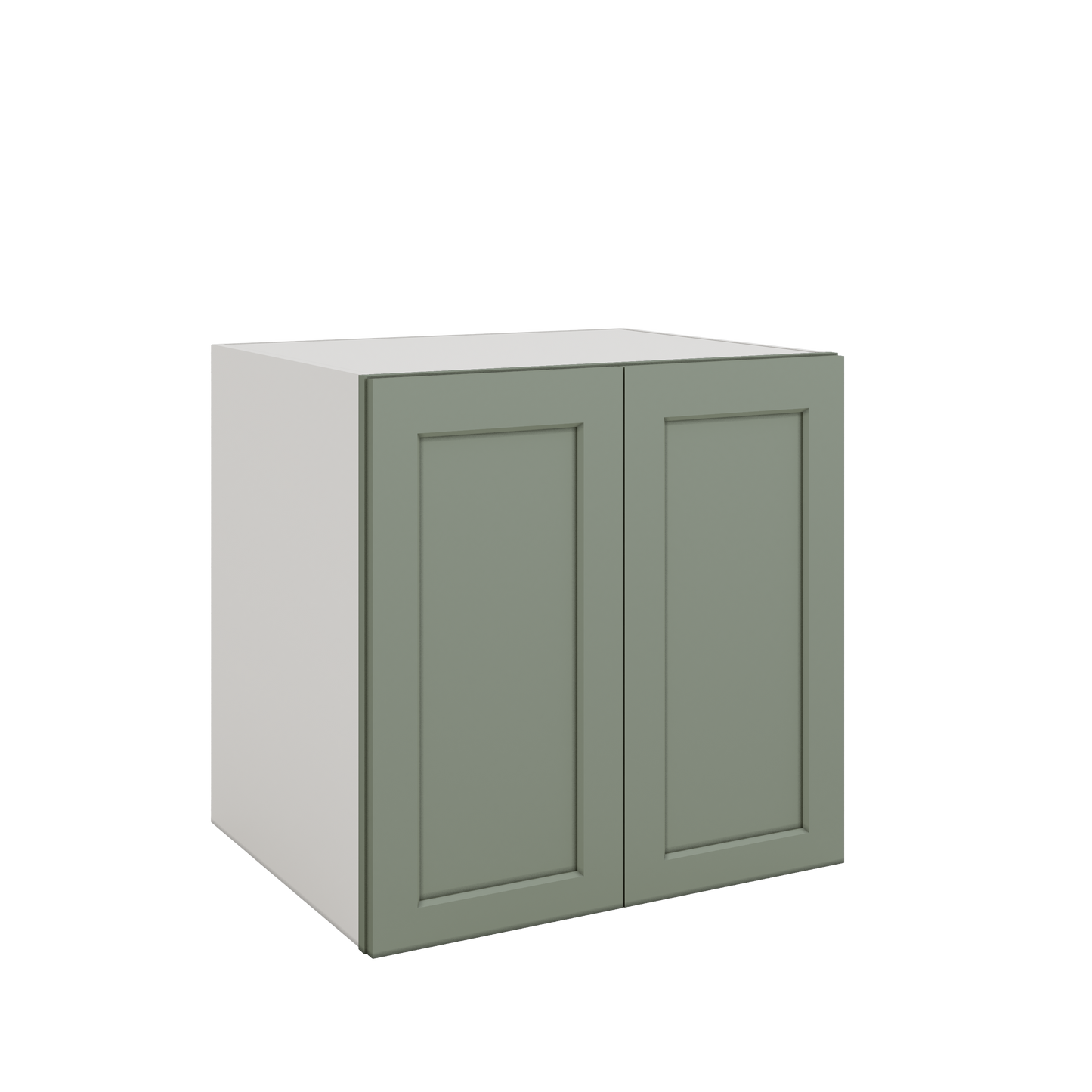 24", 27", 30", 33" & 36" Wide Full Height Door 14SG Sage Green Shaker 1-1/4" Overlay Base Cabinet - Double Door