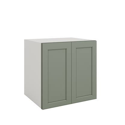 24", 27", 30", 33" & 36" Wide Full Height Door 14SG Sage Green Shaker 1-1/4" Overlay Base Cabinet - Double Door