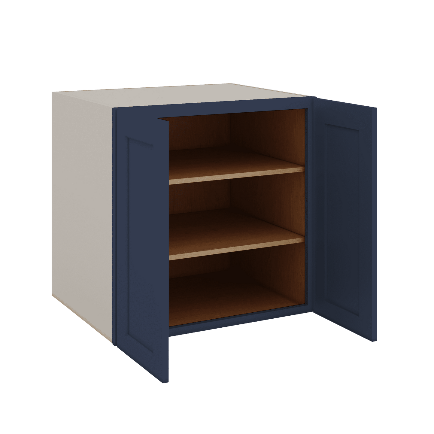 Full Height Door NB29 Naval Blue Shaker 1-1/4" Overlay Wall Cabinet - Double Door 24", 27", 30", 33" & 36" Wide