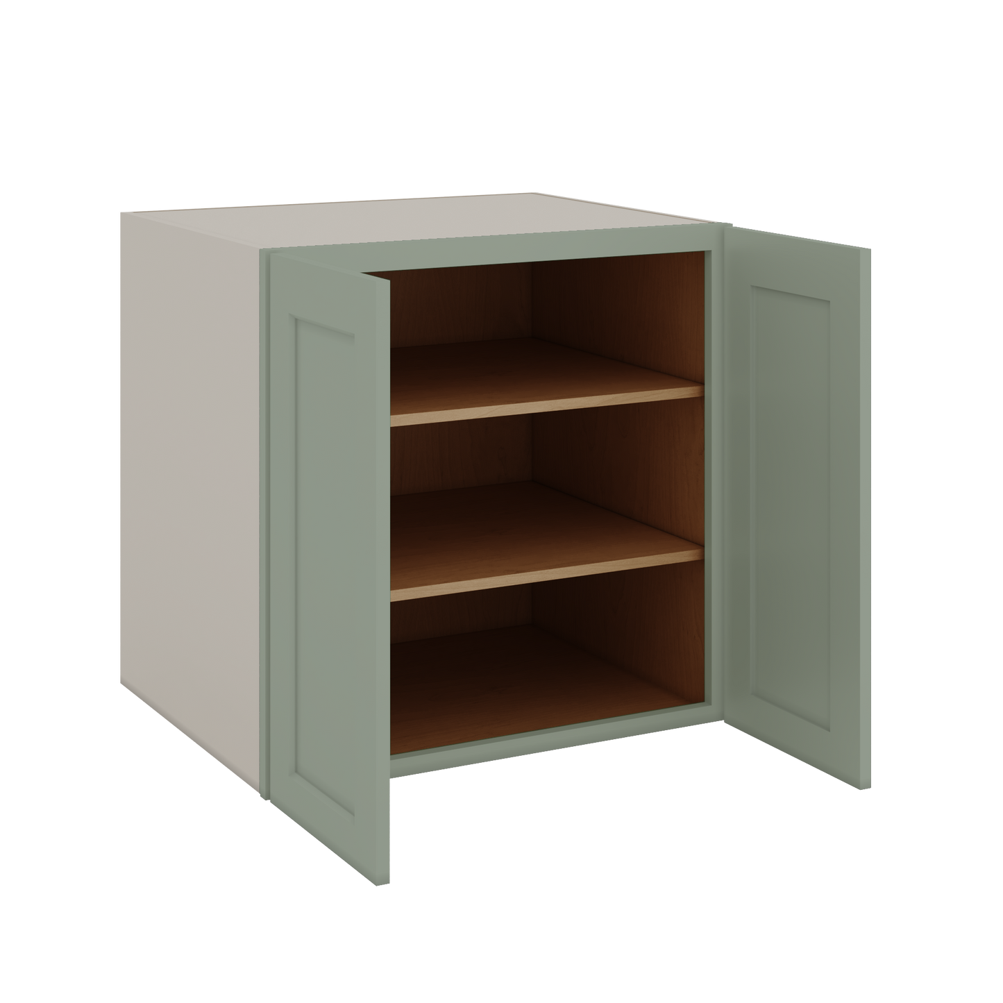 24", 27", 30", 33" & 36" Wide Full Height Door 14SG Sage Green Shaker 1-1/4" Overlay Base Cabinet - Double Door