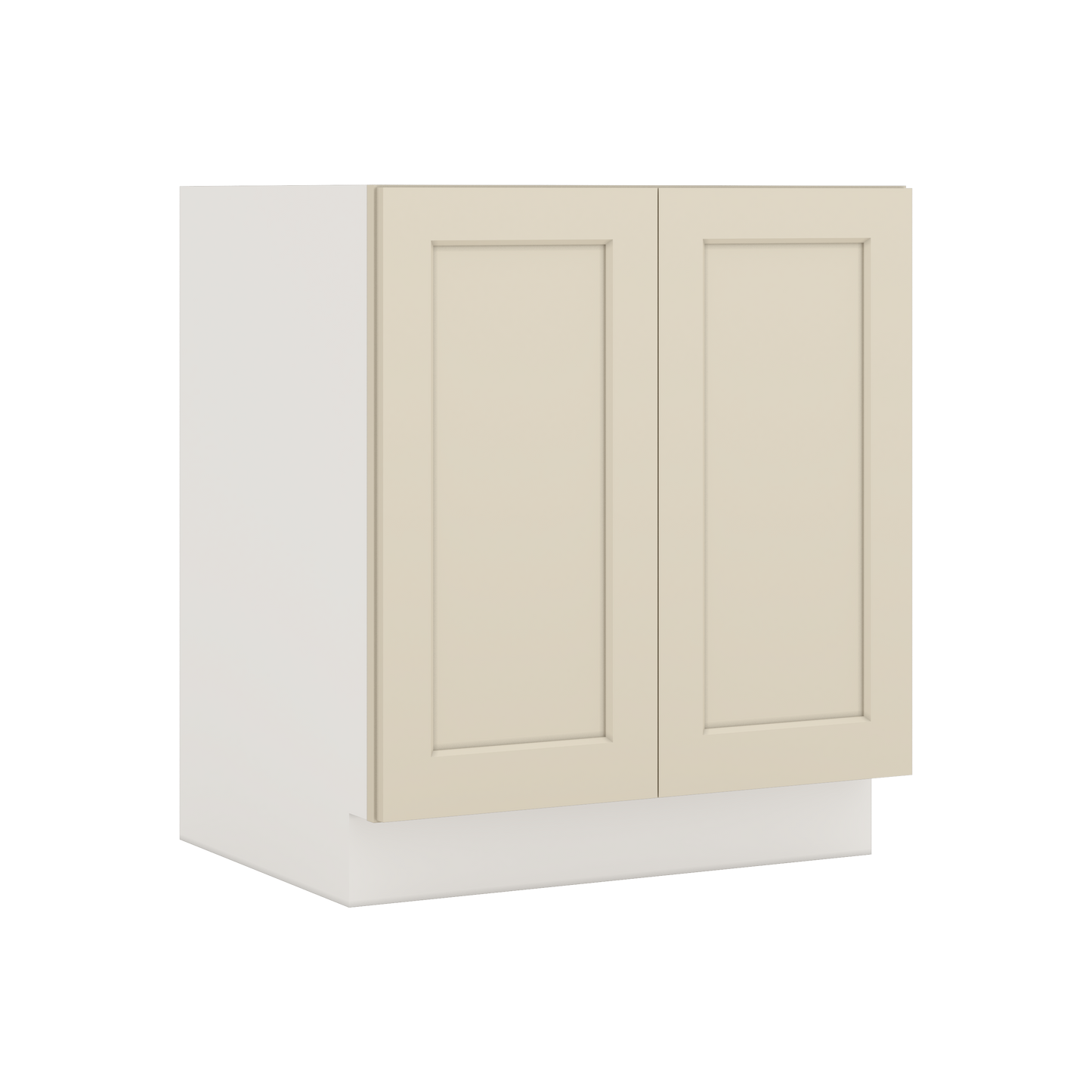 Full Height Door Manhattan Cream Shaker 1-1/4" Overlay Wall Cabinet - Double Door 24", 27", 30", 33" & 36" Wide