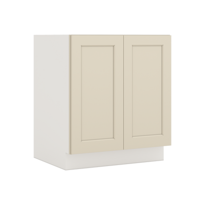 Full Height Door Manhattan Cream Shaker 1-1/4" Overlay Wall Cabinet - Double Door 24", 27", 30", 33" & 36" Wide