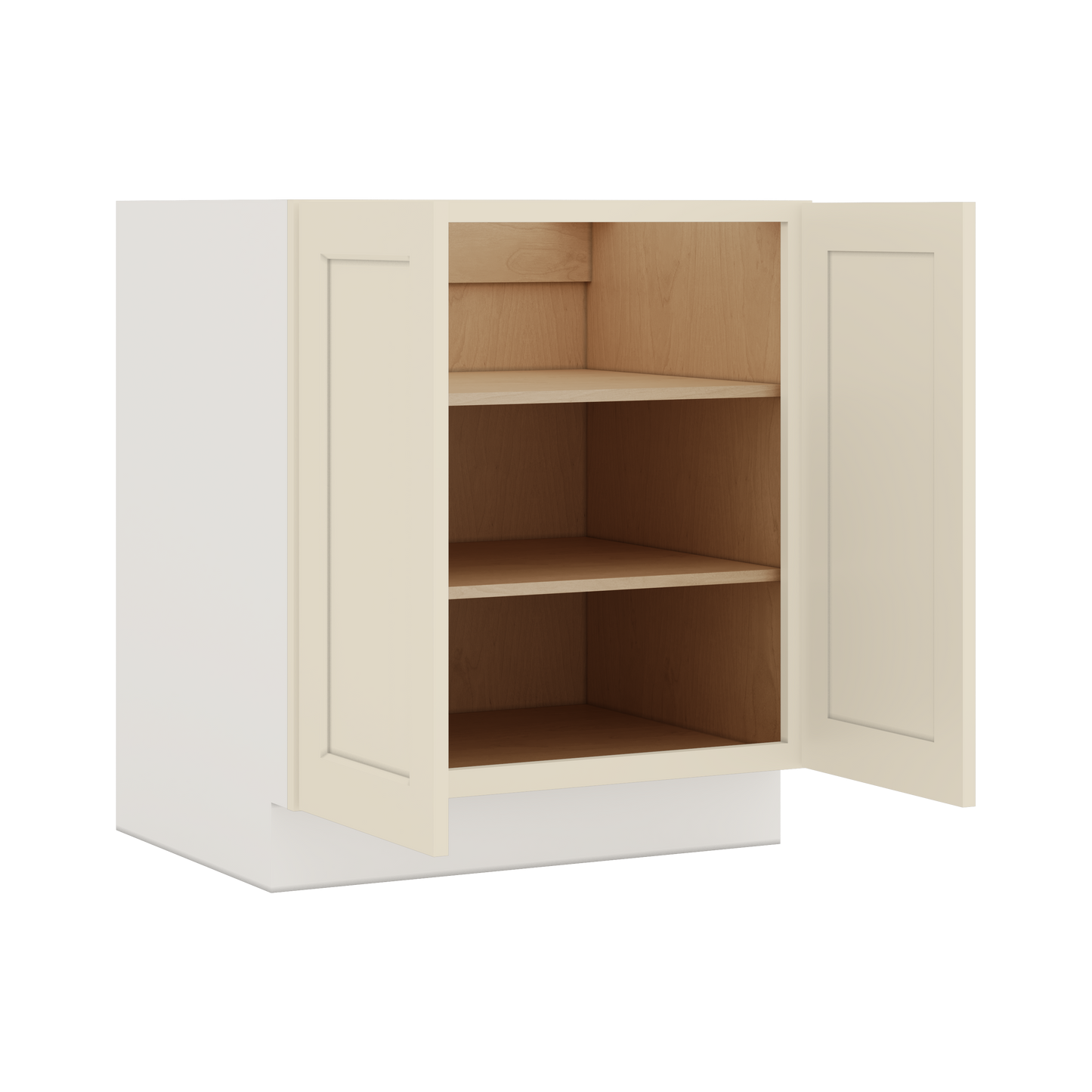 Full Height Door Manhattan Cream Shaker 1-1/4" Overlay Wall Cabinet - Double Door 24", 27", 30", 33" & 36" Wide