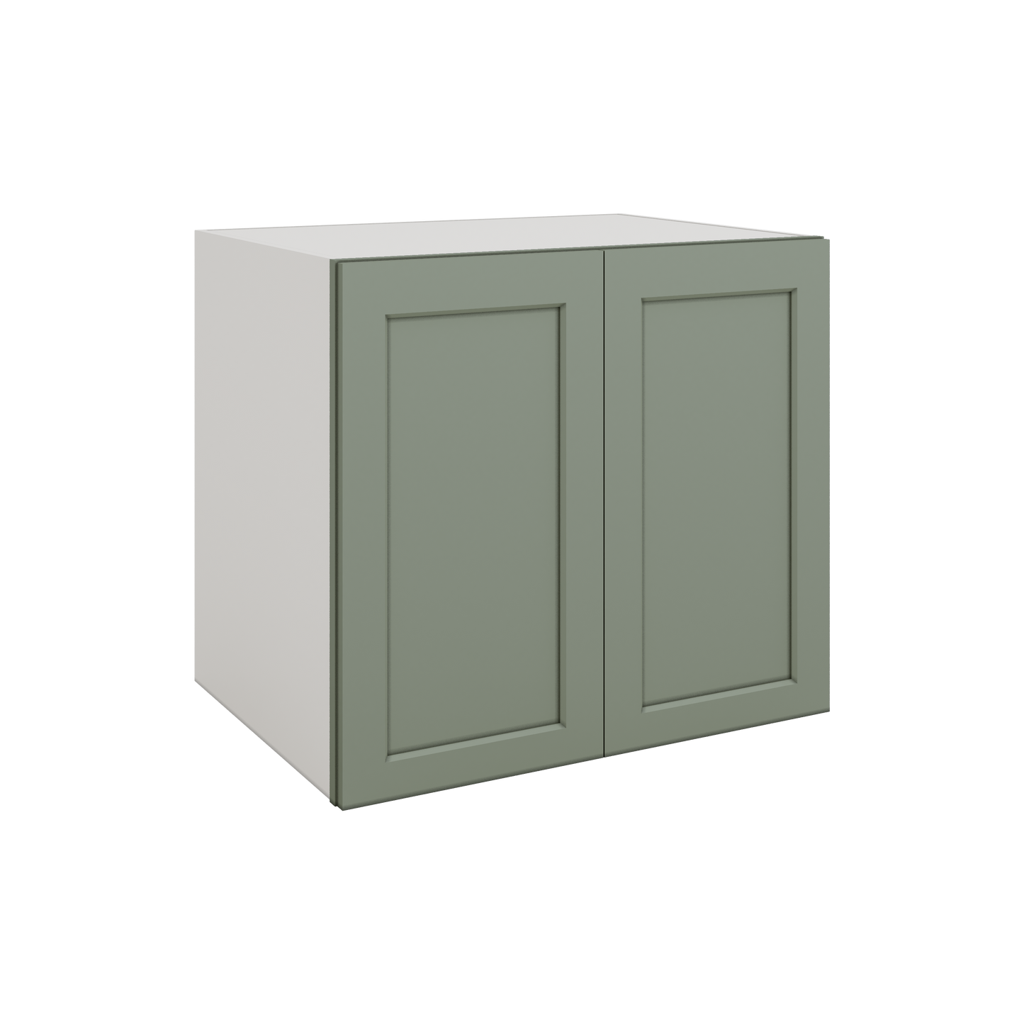 24", 27", 30", 33" & 36" Wide Full Height Door 14SG Sage Green Shaker 1-1/4" Overlay Base Cabinet - Double Door