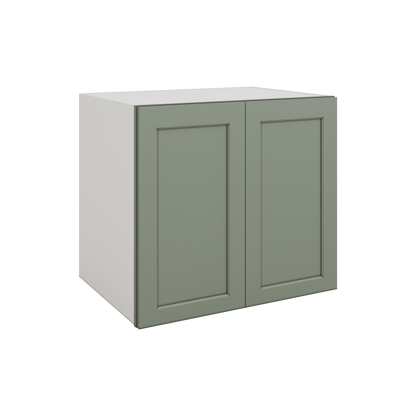 24", 27", 30", 33" & 36" Wide Full Height Door 14SG Sage Green Shaker 1-1/4" Overlay Base Cabinet - Double Door