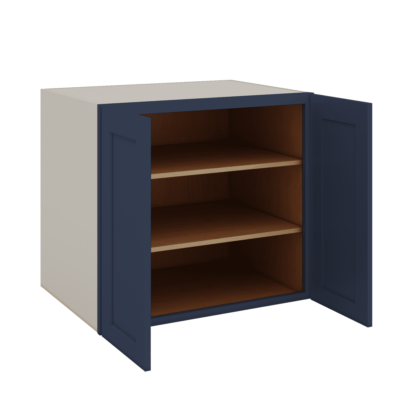 Full Height Door NB29 Naval Blue Shaker 1-1/4" Overlay Wall Cabinet - Double Door 24", 27", 30", 33" & 36" Wide