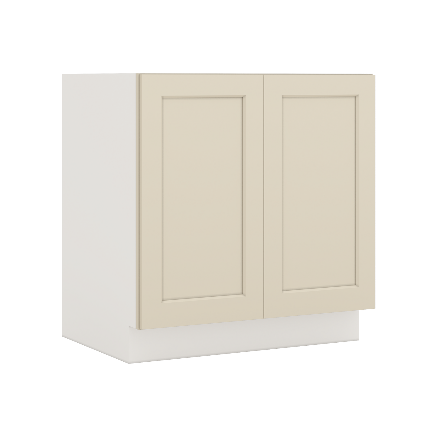 Full Height Door Manhattan Cream Shaker 1-1/4" Overlay Wall Cabinet - Double Door 24", 27", 30", 33" & 36" Wide