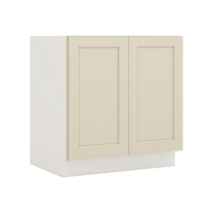 Full Height Door Manhattan Cream Shaker 1-1/4" Overlay Wall Cabinet - Double Door 24", 27", 30", 33" & 36" Wide