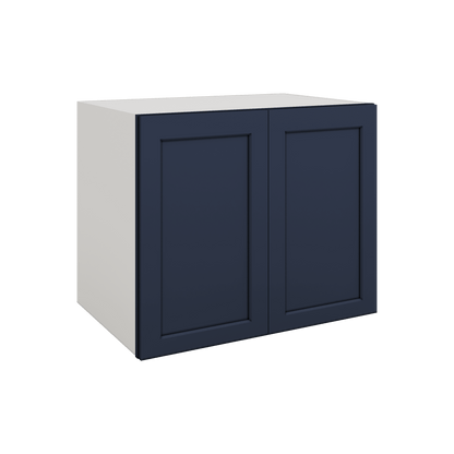 Full Height Door NB29 Naval Blue Shaker 1-1/4" Overlay Wall Cabinet - Double Door 24", 27", 30", 33" & 36" Wide